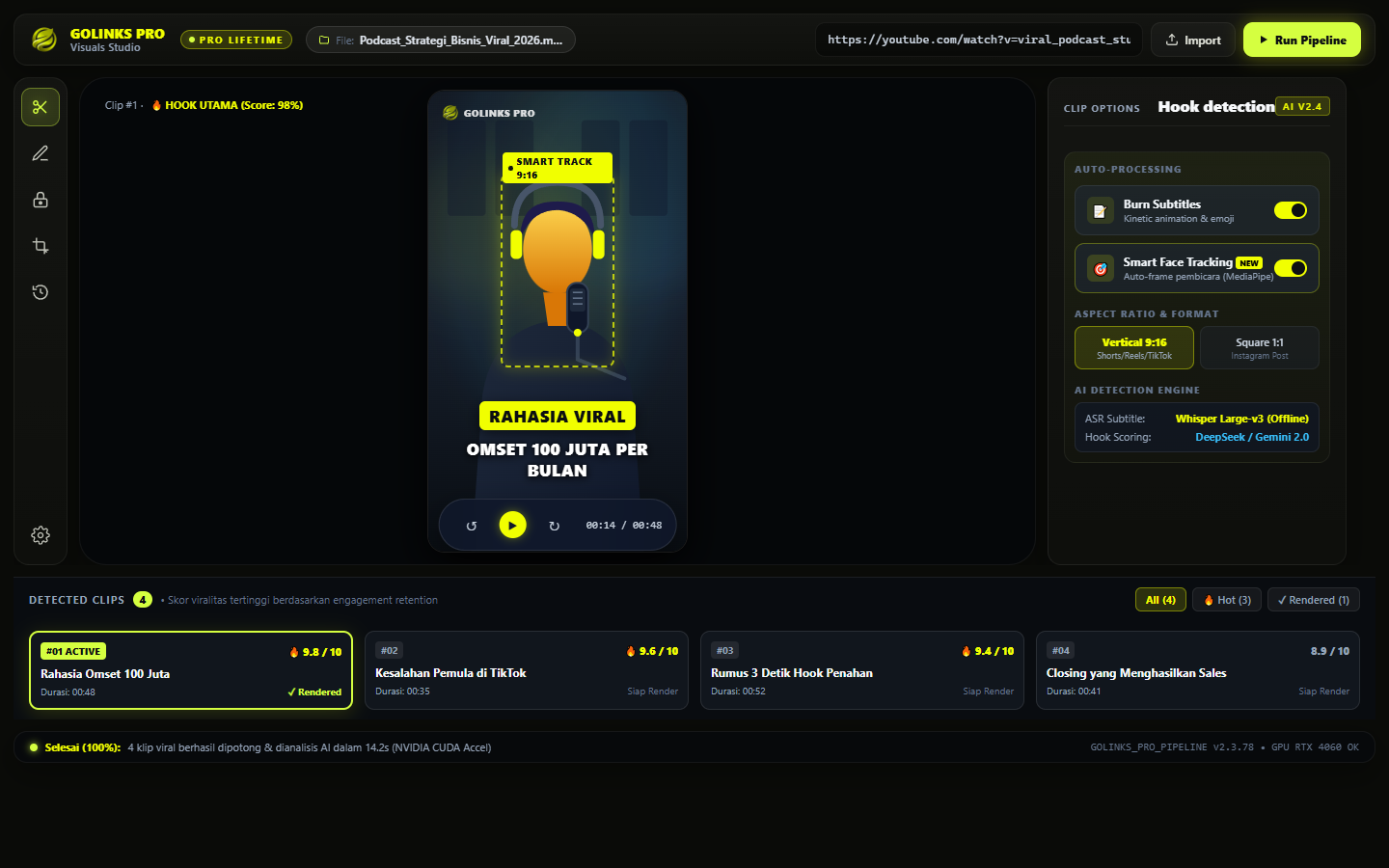 GOLINKS PRO Visuals Studio Interface
